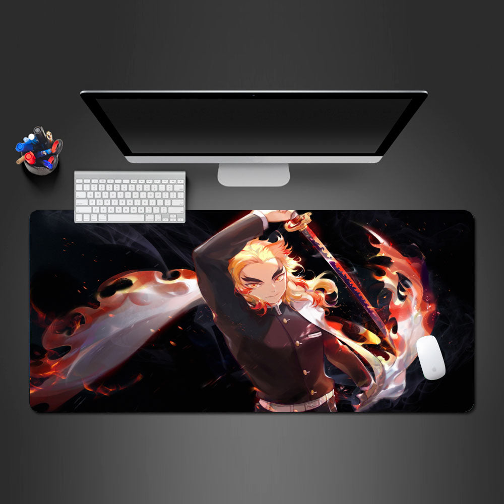 Kyojuro Rengoku Anime Desk Mat, Demon slayer large gaming mouse pad, Kyojuro Rengoku large mouse pad, best Kyojuro Rengoku gaming desk pad, Kyojuro Rengoku mouse pad