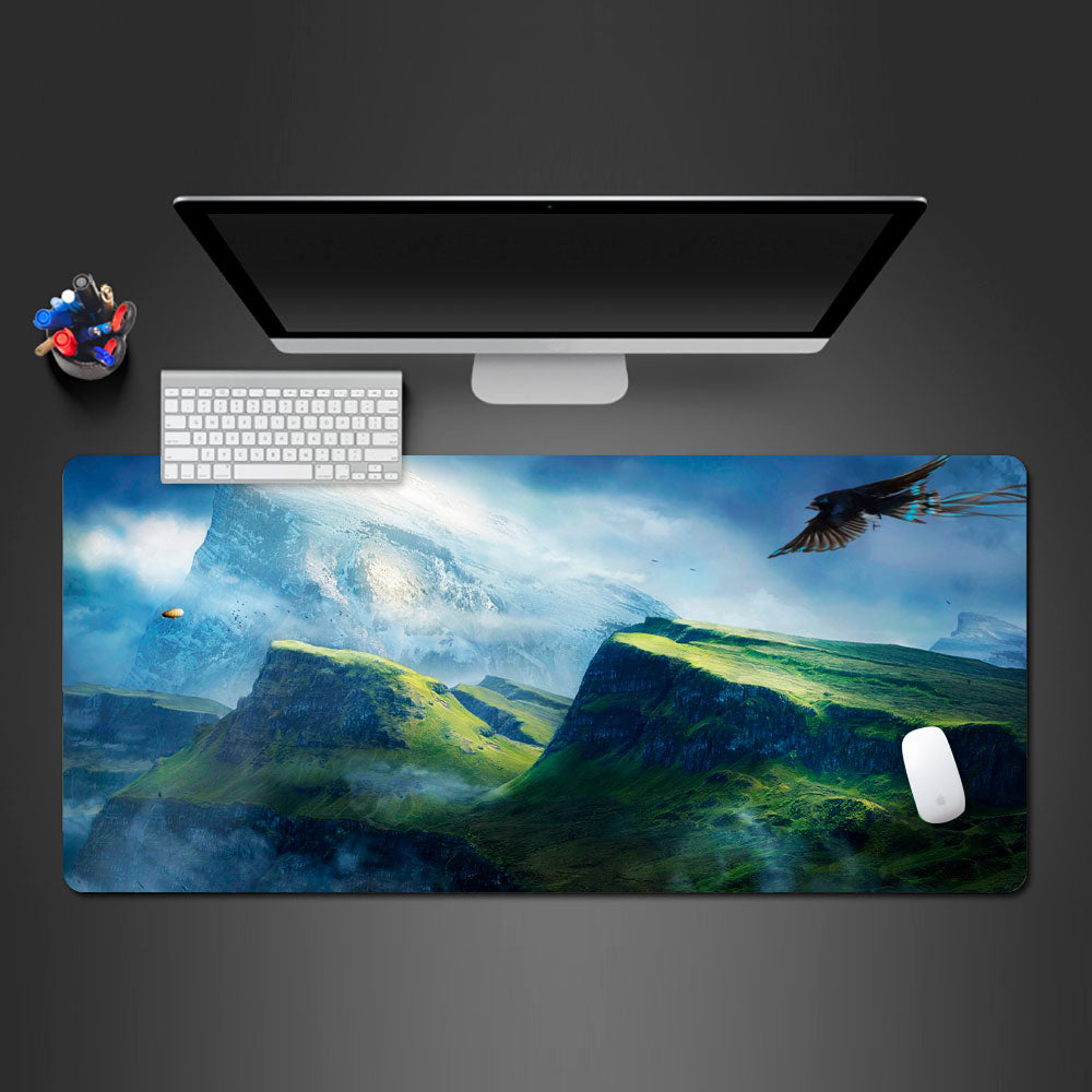 beautiful scene mountain desk mat, panoramic design large mouse pad, best design with mountains mouse pad for office, best premium office desk pad