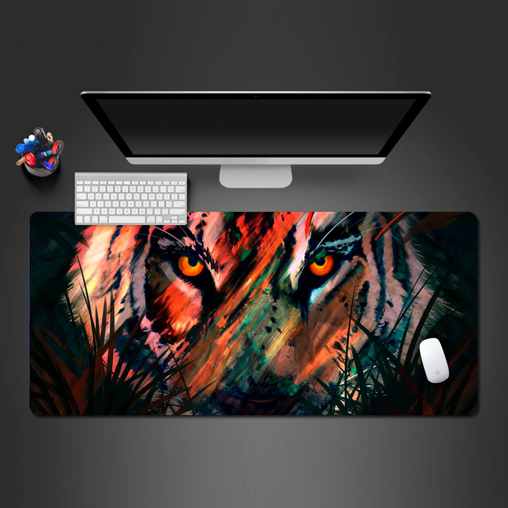 tiger desk mat, tiger abstract office desk pad, cool tiger design mouse pad, tiger large gaming mouse pad